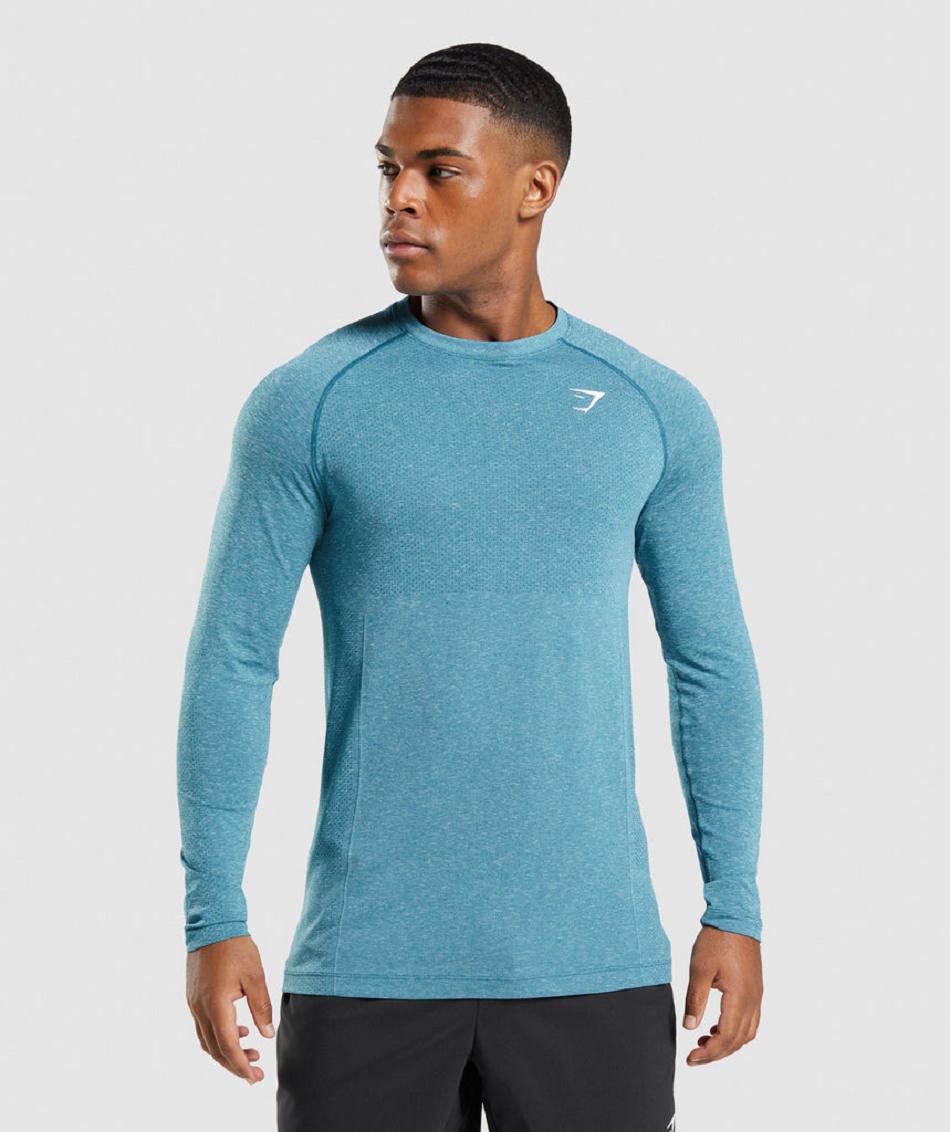 Long Sleeve Gymshark Vital Seamless Light Hombre Turquesa | CO 3508AHK